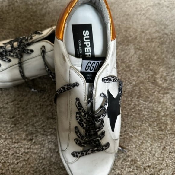 Golden Goose Superstar Sneakers with Cheetah Laces and Orange Heel Tab - Picture 3 of 10